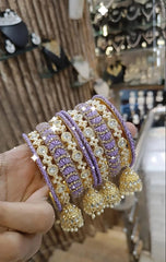 Elegant Crystal Bangles Set