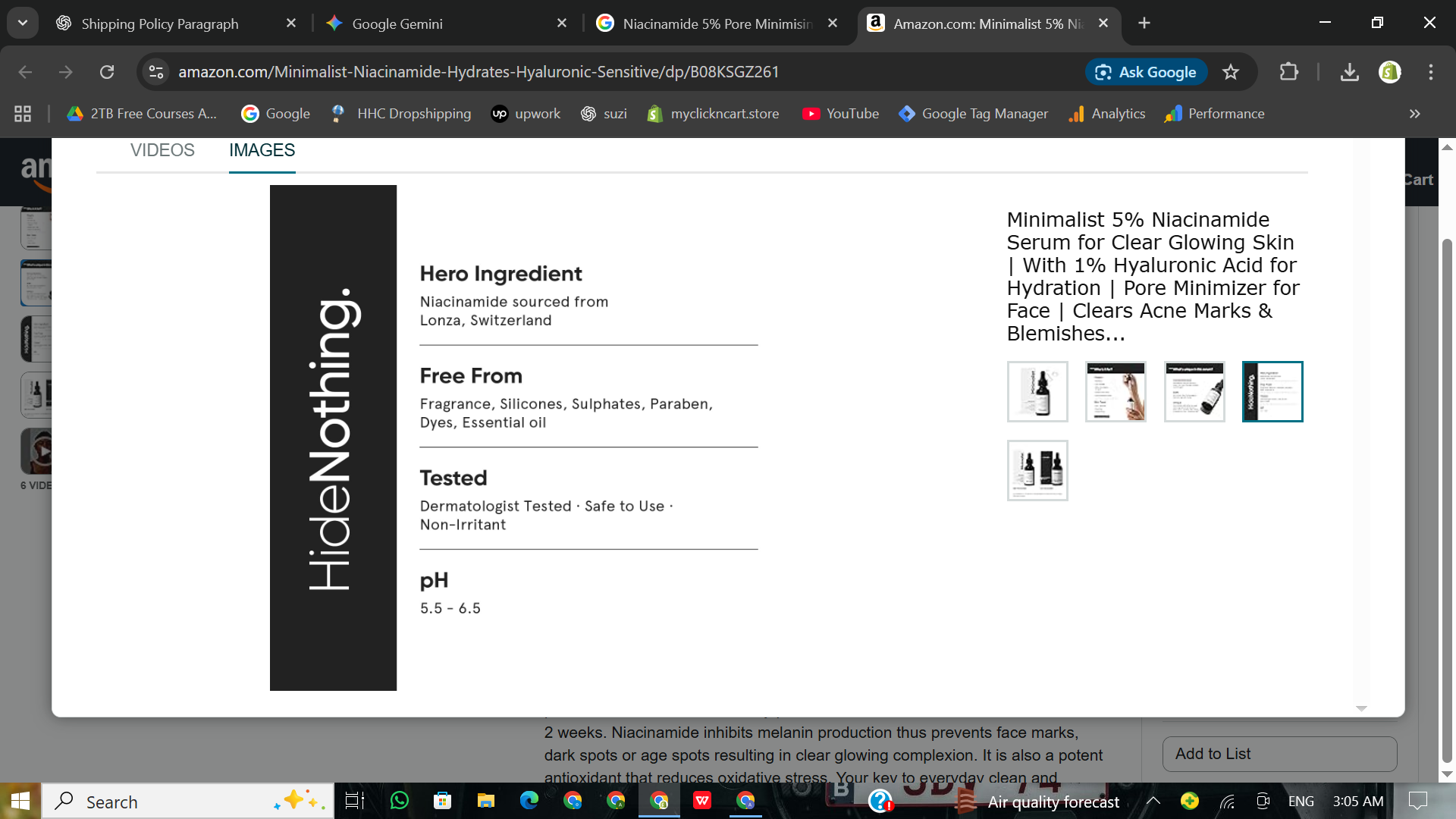 “Niacinamide 5% Pore Minimising Serum