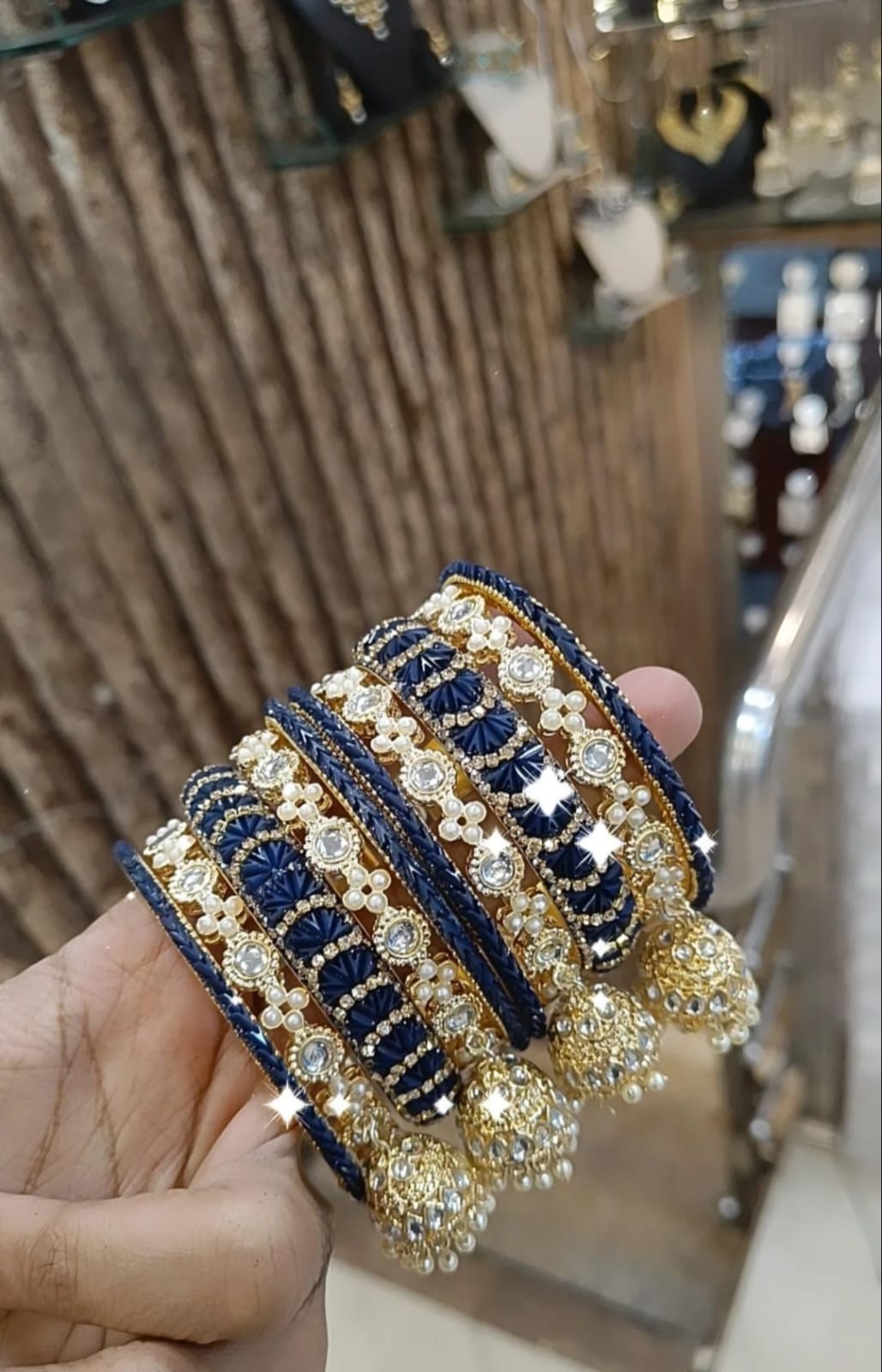 Elegant Crystal Bangles Set