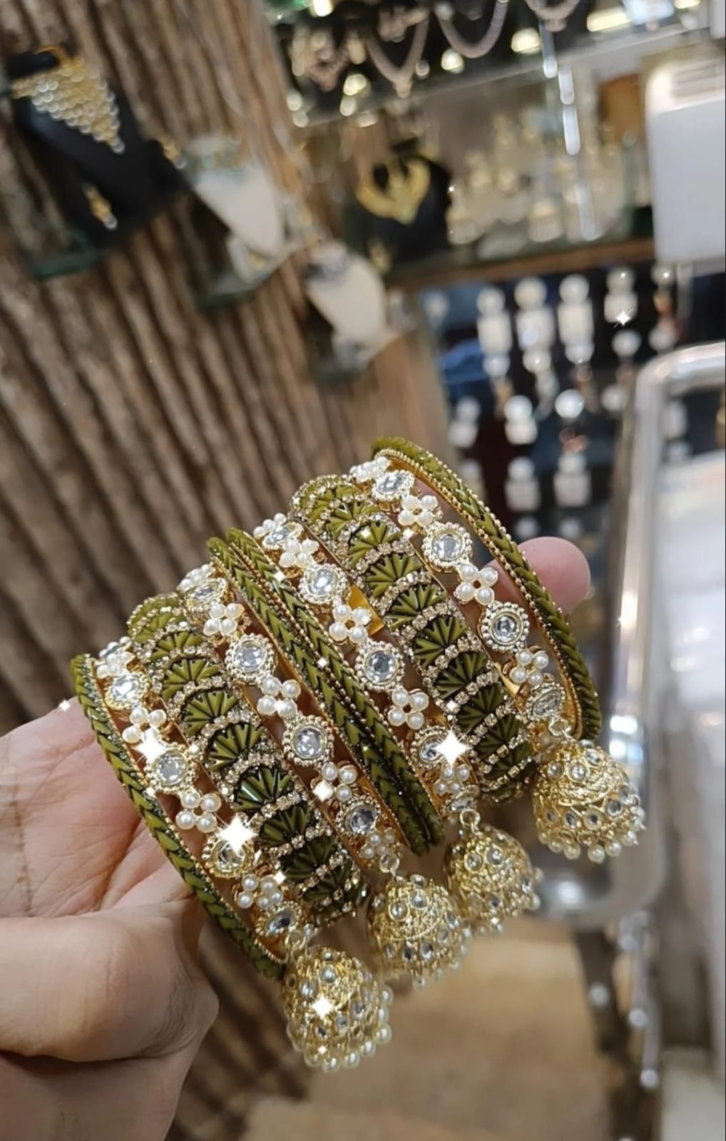 Elegant Crystal Bangles Set