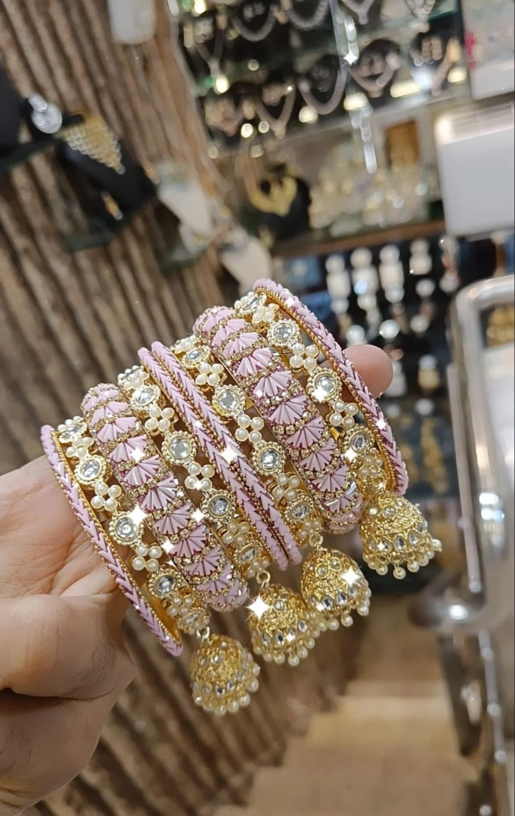 Elegant Crystal Bangles Set